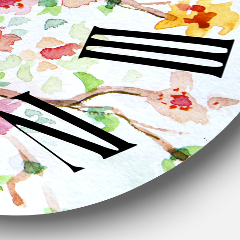 Petit oiseau sur une branche en fleurs - Horloge murale traditionnelle, Grand