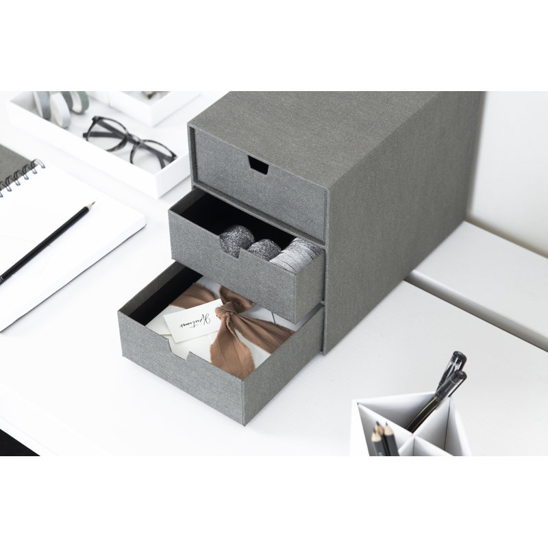 Ingrid 9.9" Grey Fiberboard Stackable Desk Organizer