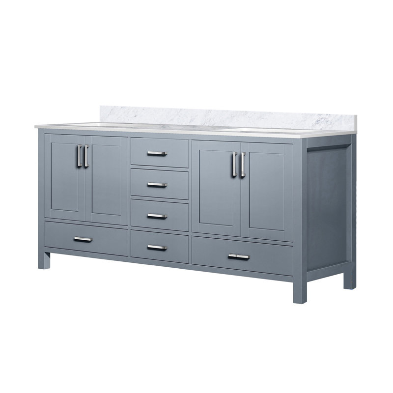 72 po L x P 22 po avec double porte en marbre et bois massif, Gris foncé