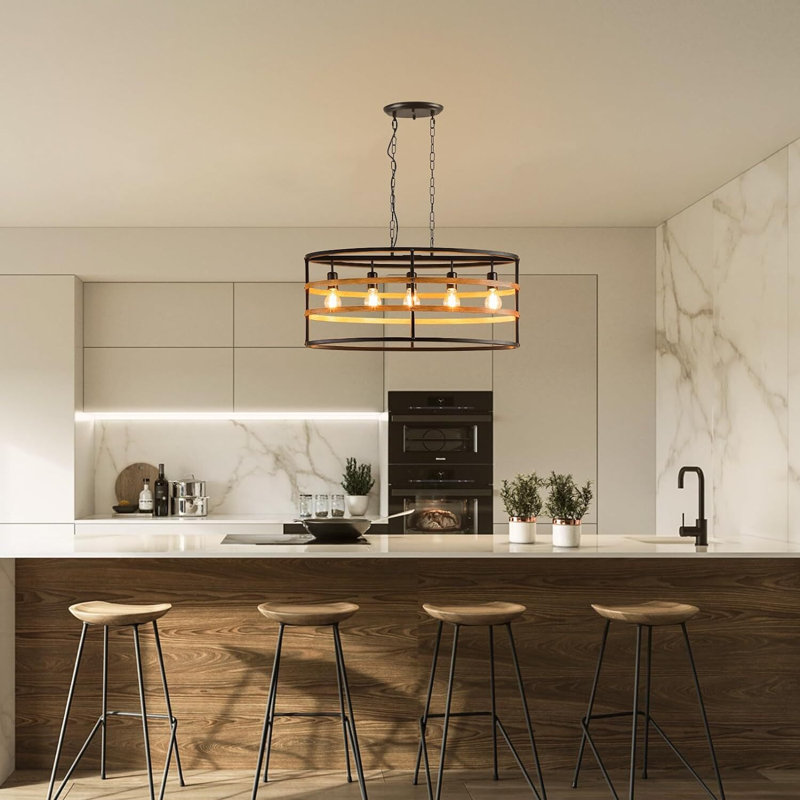 Rasheeda 5 - Light Kitchen Island Pendant, Black Walnut