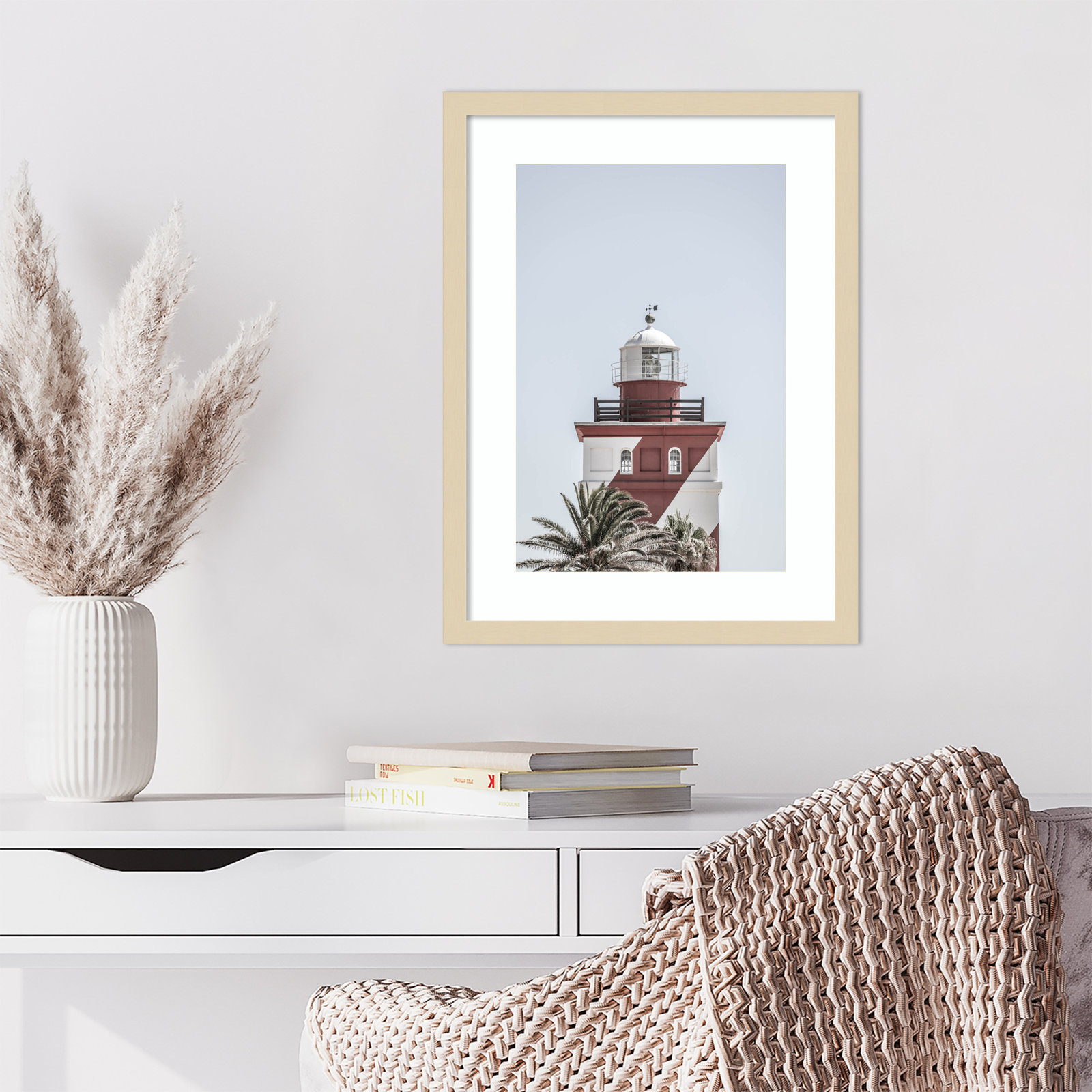 Point Lighthouse by Daisey Wood Framed Wall Art Print, Brown , 21" H x 16" W