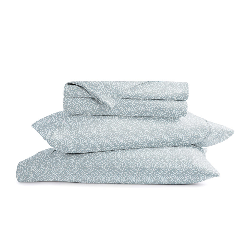 4 Piece Delicate Details Pattern Sheet Set, Full Sheet Set with 2 Standard Pillowcase, Sky Blue Floral