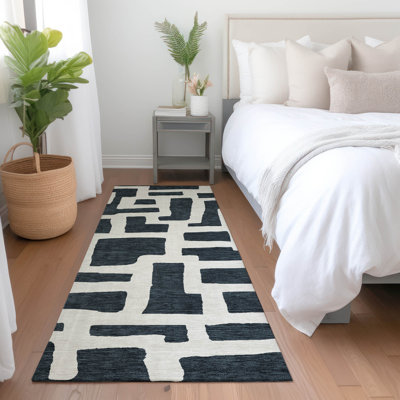 Premium Machine Washable Prisco Black Rug