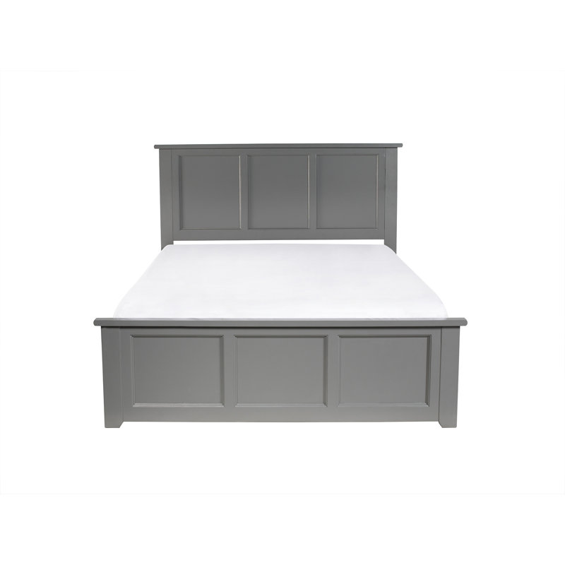 Lit plateforme en bois massif avec pied de lit assorti Marshallville, Double, Blanc