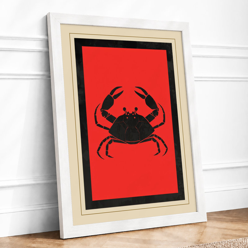 Bold Crab Art Deco - Framed Print, A1 - 84.1 x 59.4 cm, White