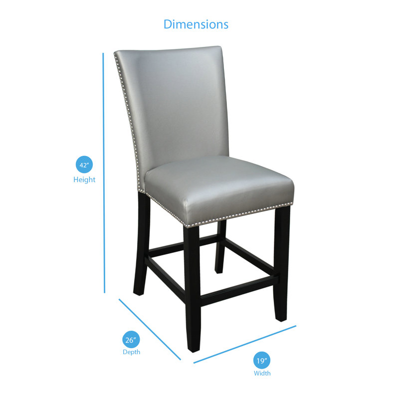 Anxhela Upholstered Counter Stool, Silver