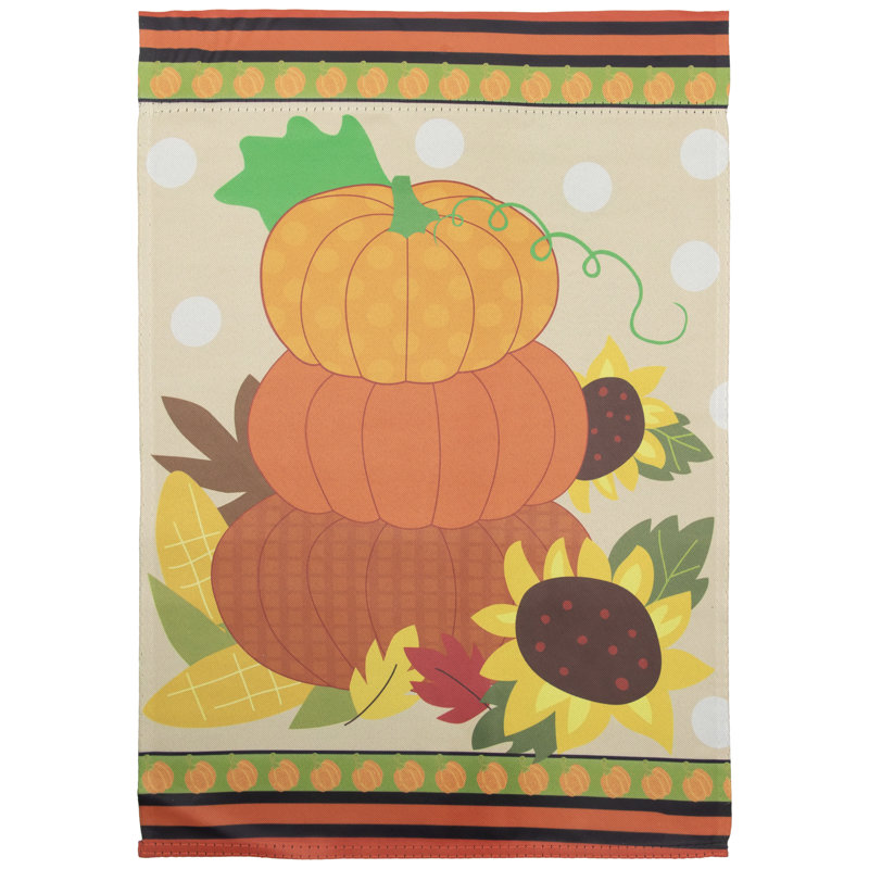 Citrouilles et tournesols, drapeau d'automne, H 18 po x l 12,5 po