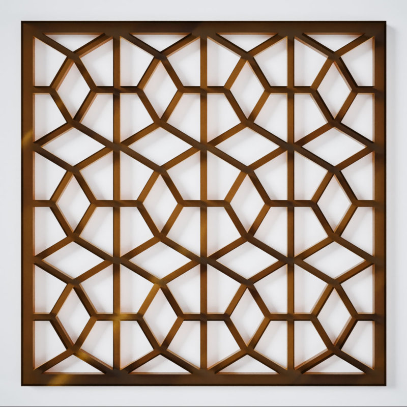 Akron Decorative Fretwork Acrylic Wall Panels, Extra Small, 7 3/8"W x 7 3/8"H x 1/8"T, Bronze Mirror, Bronze Mirror