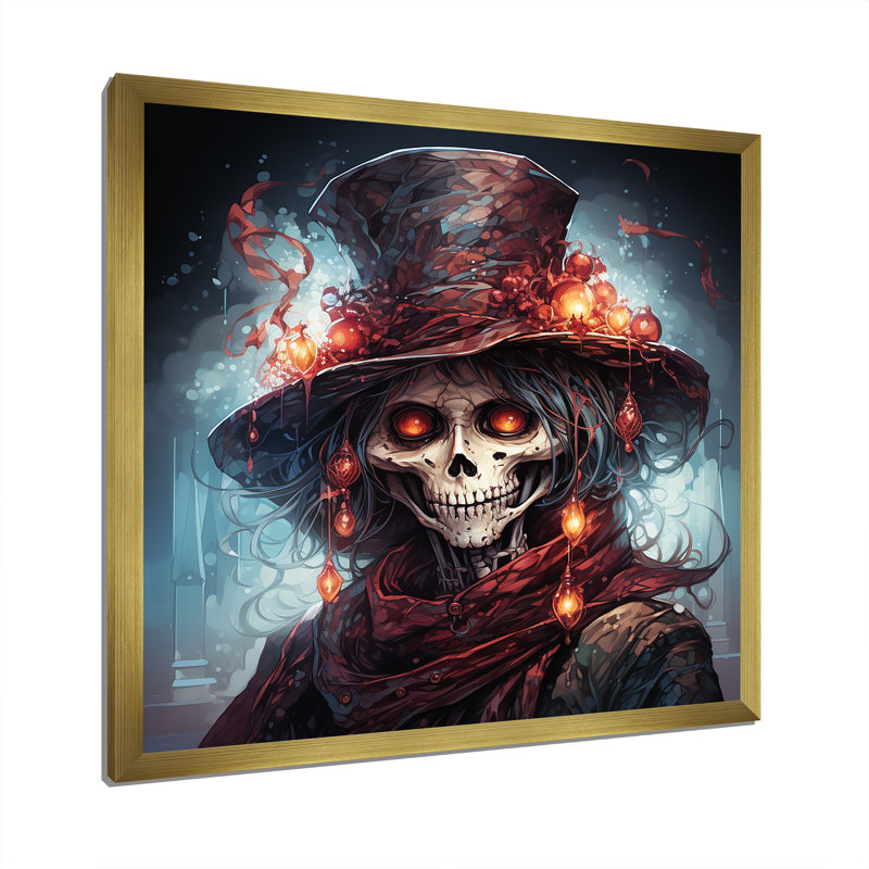 Cauchemar avant Noël Graveyard III - art mural mode crâne, H 30 po x l 30 po x P 1,5 po, Cadre doré simple