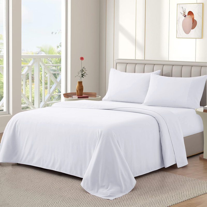 Nycolas 100% Cotton Plain Weave / Muslin Flat Sheet, Kingsize (5'), White
