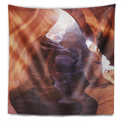 Tapisserie canyon antilope avec soleil mauve