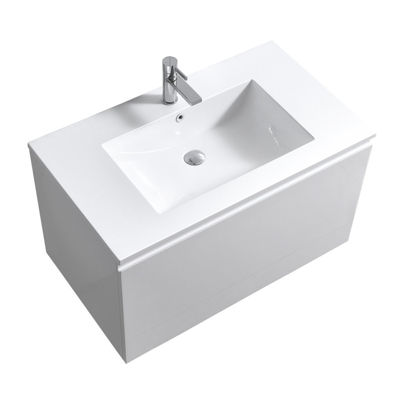 Ensemble de meuble-lavabo simple 36 po, Blanc lustré