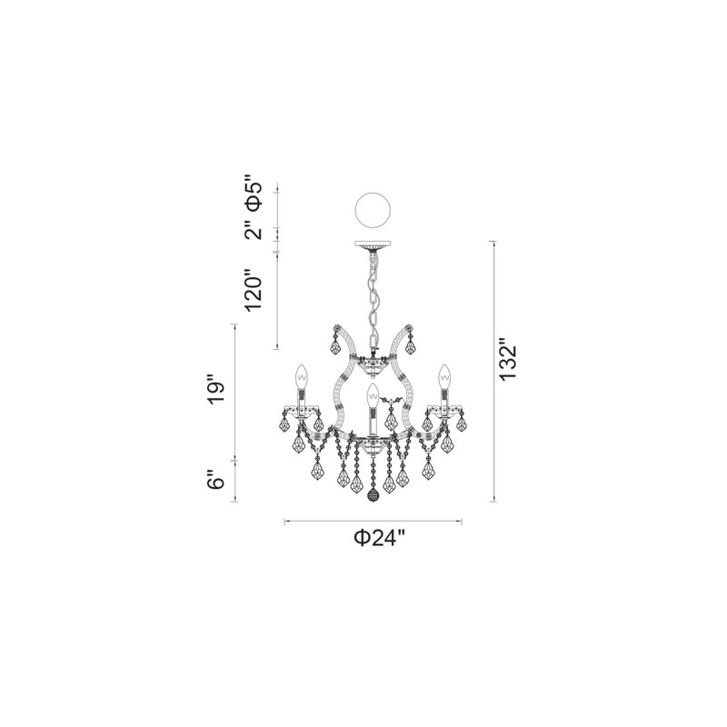 Orr 9-Light Chandelier, 24 Inch Chrome Crystal Ceiling Fixture for Dining Room, Bedroom, or Foyer, Clear