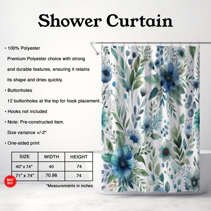 Drescherin fleurs fraîches - 1 pièce Curta douche standard, H 74 po x l 71 po