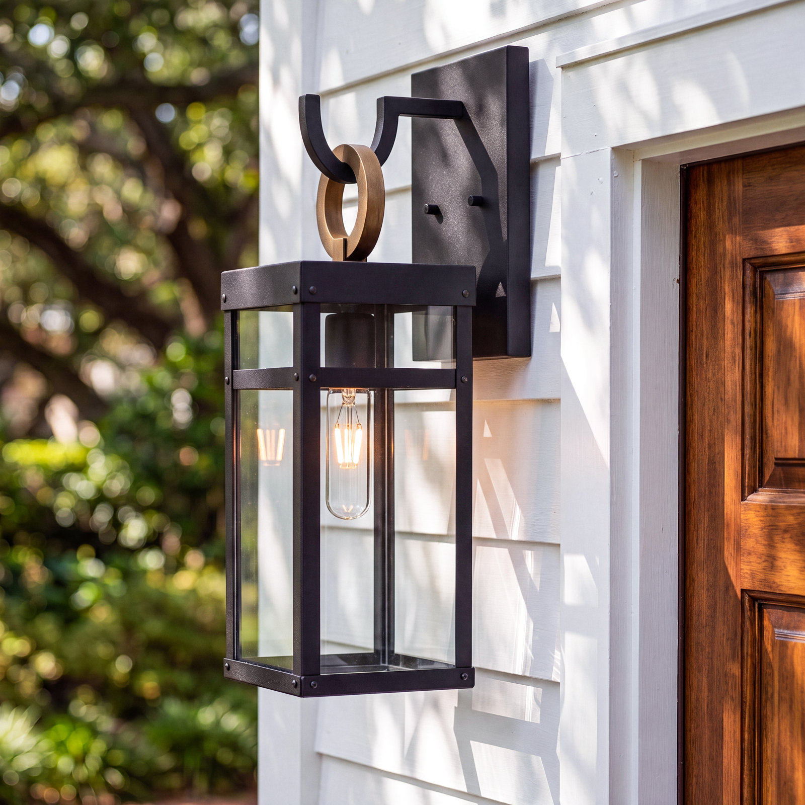 Amelia Glass Outdoor Wall Lantern, 18.5" H x 6" W x 7.25" D