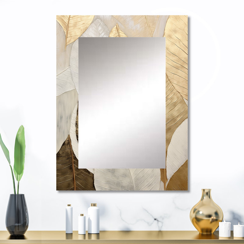 Miroir mural sur métal doré, 32 po x 24 po