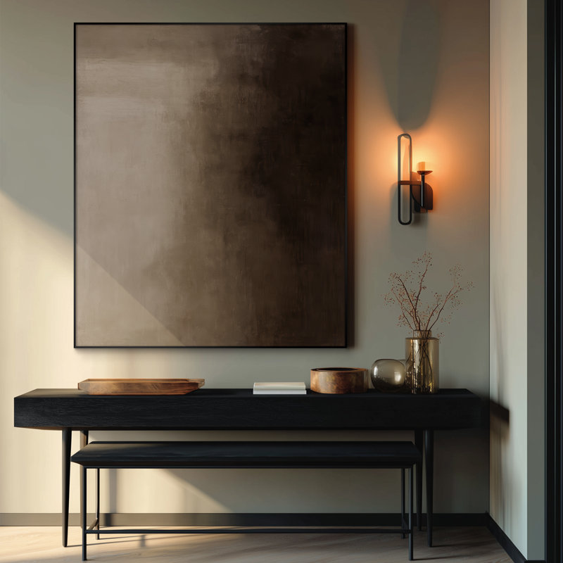 Extra Large Wall Art Fabric Print - Neutral Brown Vertical Gradient Abstract Artwork Decor for Living Room or Bedroom - "Frame Assembly Required (Unfinished Frame)"