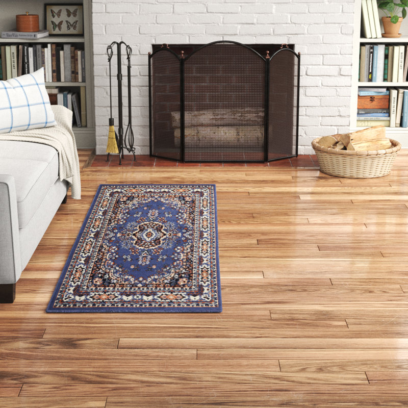 Tapis à motif oriental bleu campagnard Modena, Rectangle 3 pi 7 po x 5 pi 3 po