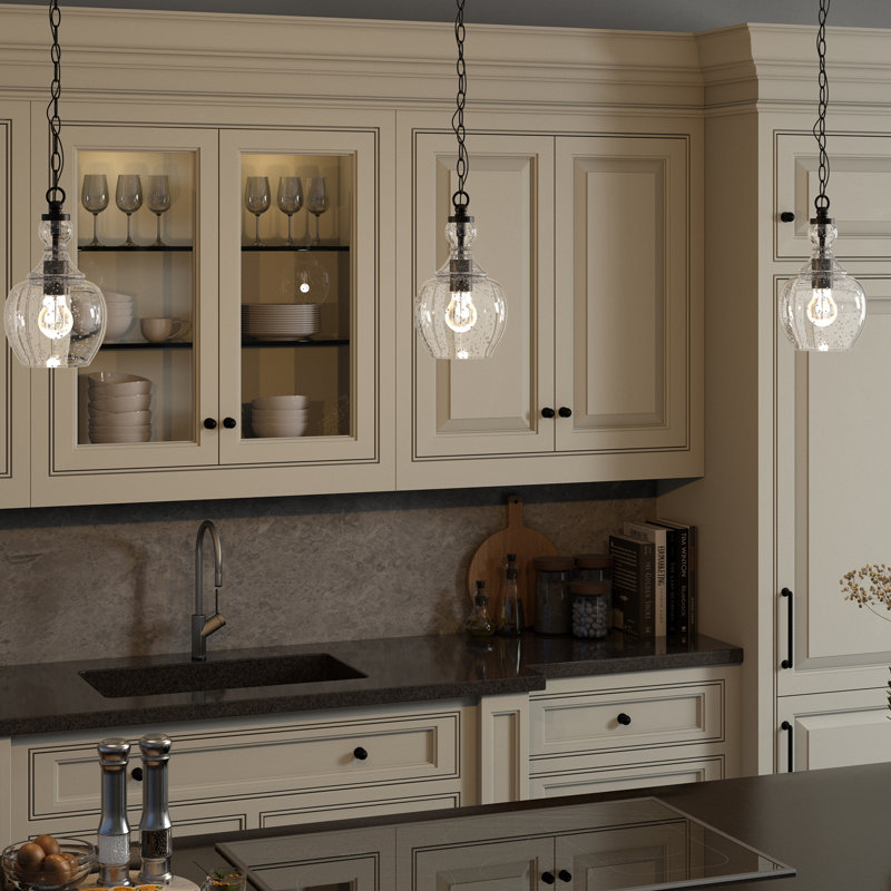 Verona 1 - Light Single Pendant, Blackened Bronze, Seeded