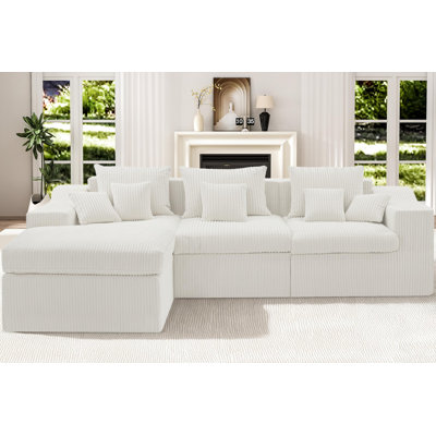 Canapé d'angle modulaire de 101 po avec pouf, canapés Big Comfy Cloud, canapé d'angle modulaire 4 places en forme de L, canapés d'angle à double coussin avec assise profonde pour salon, aucun assemblage requis