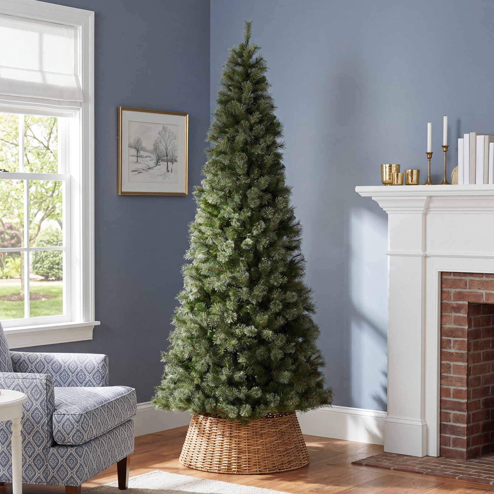 Lighted Artificial Pine Christmas Tree, 10' H