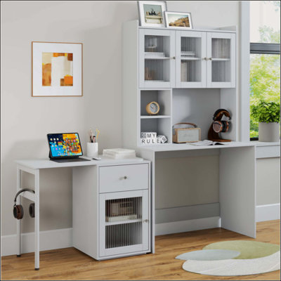 Ensemble de bureau d'ordinateur avec portes en verre Antheris