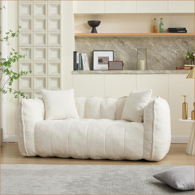 Fauteuil à billes en chenille pour 2 personnes pour adultes - mousse haute résilience, accoudoirs et amp; Poignées | Chenille | Brun