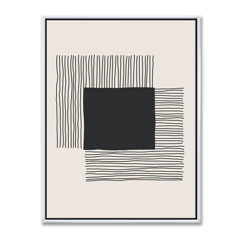 Minimal Geometric Lines and Squares VI - reproduction sur toile, H 40 po x l 30 po, Toile encadrée, Blanc