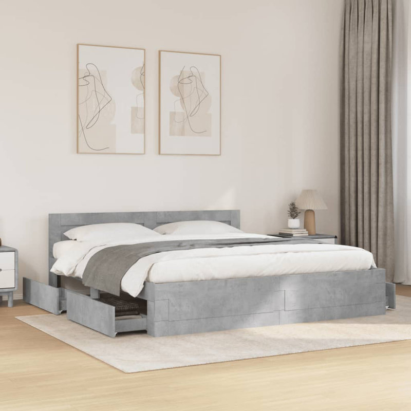Storage Bed, Super King (6'), Concrete Grey