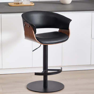 Adjustable Swivel Bar Stool with Back and Footrest, Carbon Steel Base, White Upholstered Seat
