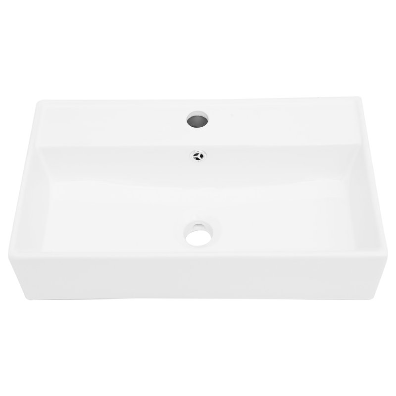 Lavabo mural 21 po x 12 po en céramique - blanc avec trou de robinet simple et trop-plein, teinture, céramique enchanteresse, blanc, style charmant