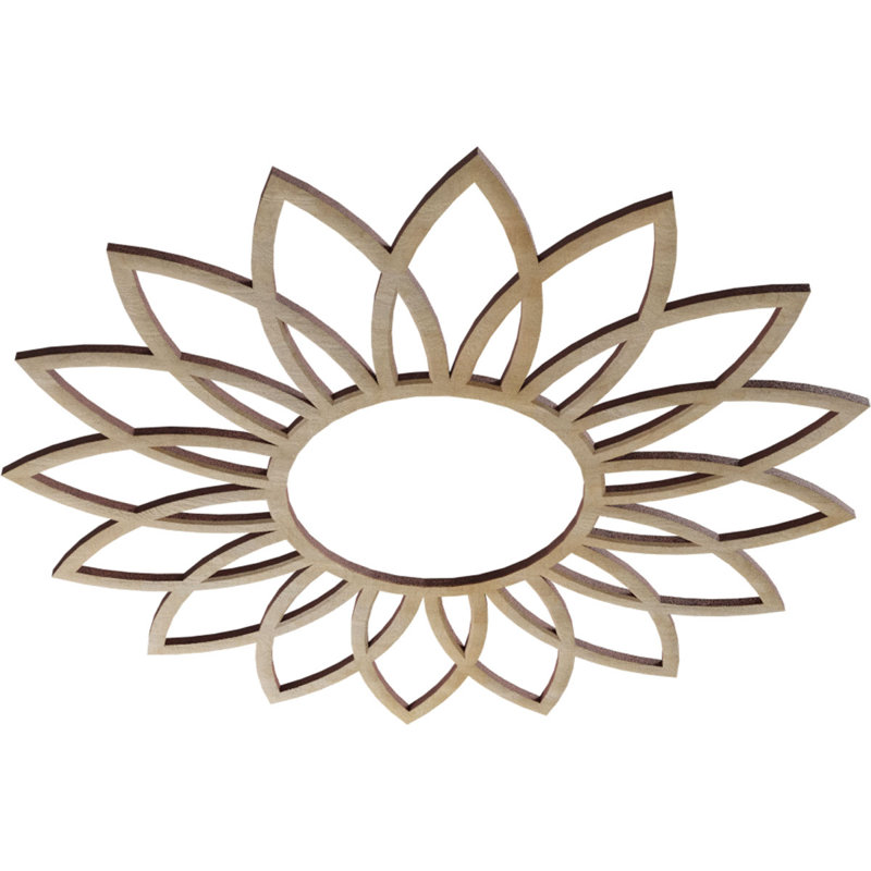 18"OD x 6 1/4"ID x 1/4"T Daisy Wood Fretwork Pierced Ceiling Medallion, Walnut, 18" H x 18" W x 0.25" D, Beige Hickory