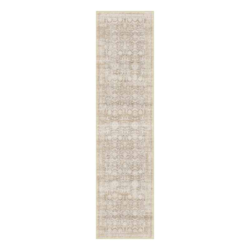 Vintage Full Pattern Washable Area Rug With Non Slip Backing, Runner 2' x 8'