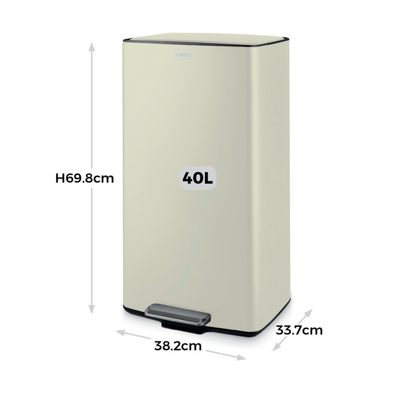 40 Litre Step On Recycling Bin, Cream