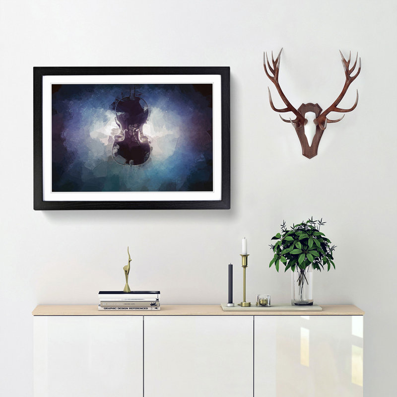 Submerged Cello in Abstract - Framed Print, 27cm H x 36cm W x 2cm D, Black Framed