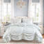 Ensemble de literie bleu pour lit double/queen, couette florale froncée en microfibre pour chambre à coucher
