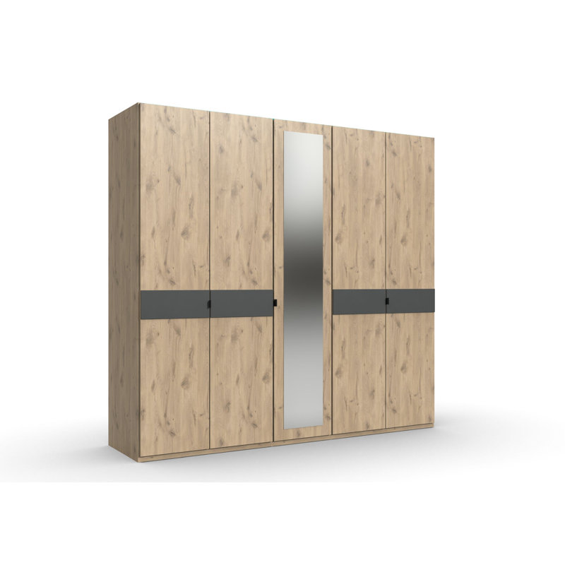 Nadilynn 5 Door Manufactured Wood Wardrobe, Brown/Grey