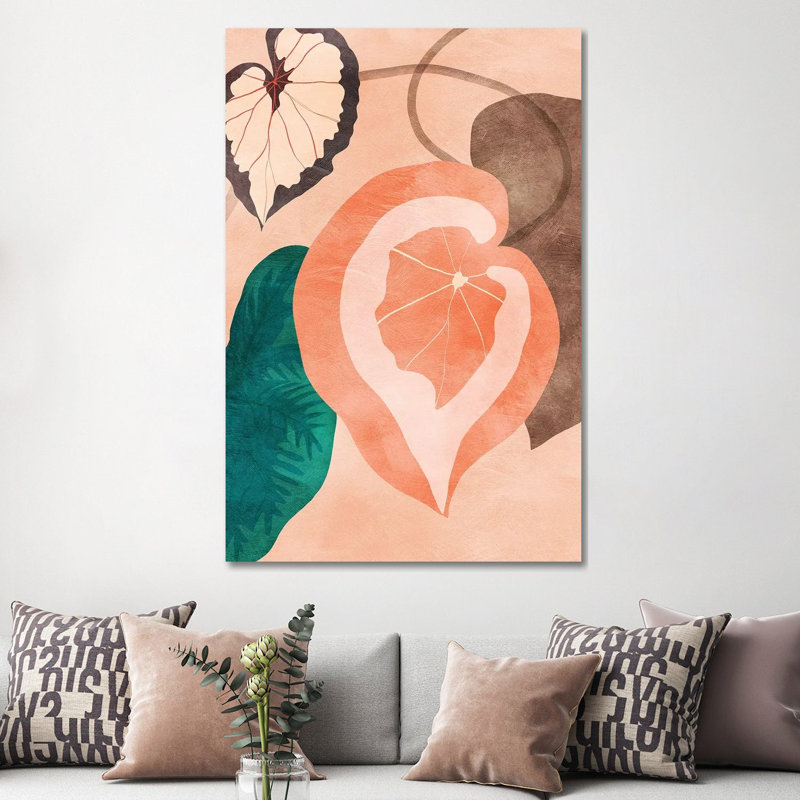 «Tropical Leaves II» par Ana Rut Bré - impression d'art graphique, Aucun mat, H 60 po x l 40po x P 1,5 po, Toile tendue