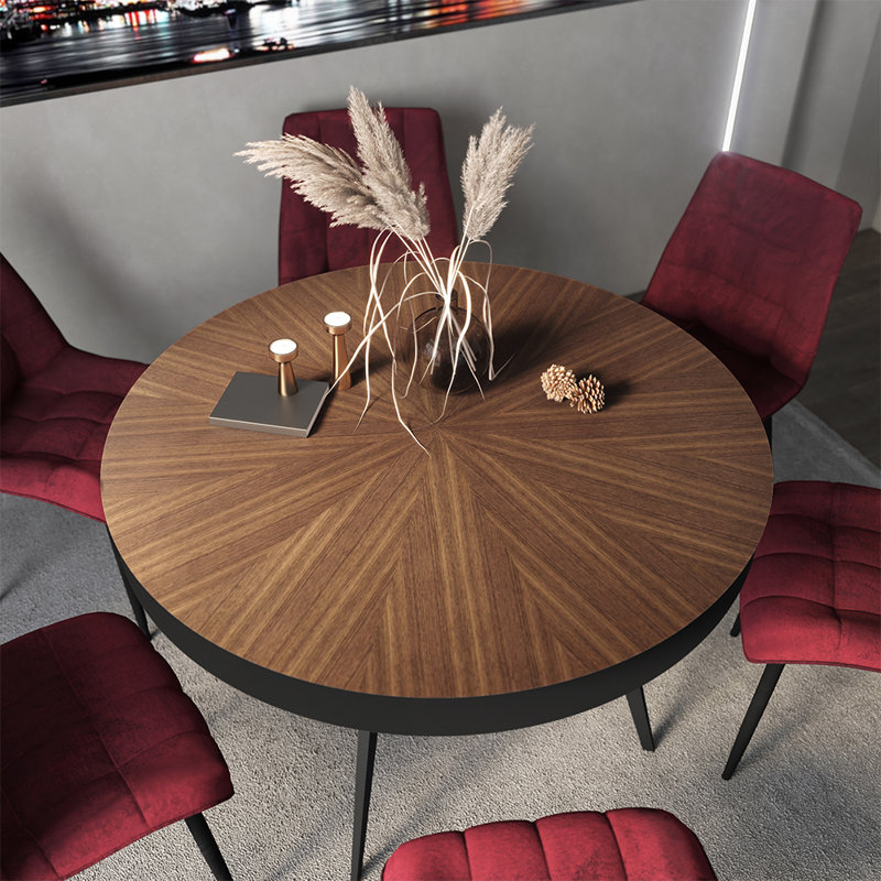 Wacousta Walnut Round Solid Wood Base Dining Table
