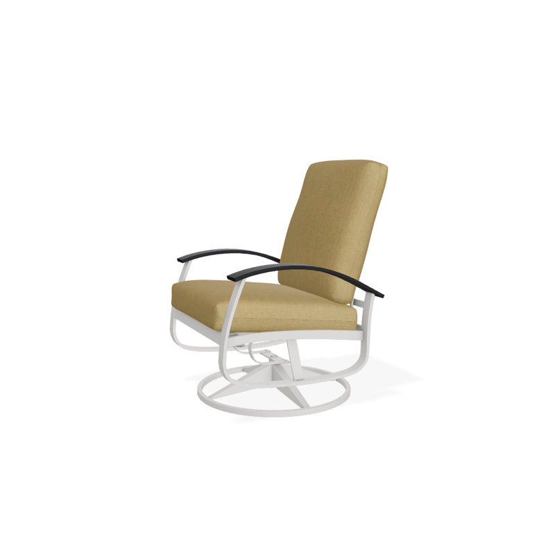 Chaise de patio pivotante avec coussin Askar, Toile Sunbrella® beige chiné, Noir P70, Neige texturée