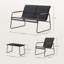 4-Piece Garden Furniture Set, 1 Table, 2 Terrace Chairs And 1 Bench, Weather-Resistant Outdoor Garden Set With Metal Frame And Fabric Seat, For Balcony Patio Terrace-128772845