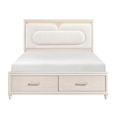 Lit plateforme grand avec rangement au pied de lit Lunaris