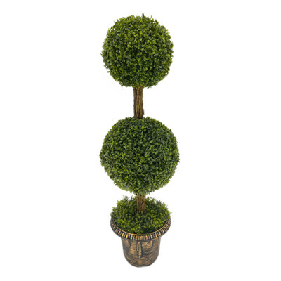 3Ft Artificial Boxwood Topiary Tree Fake Greenerys Plants Ball Tree Leaves Cement Filled Plastic Flower Pot Decorative Trees For Home Office Indoor Outdoor