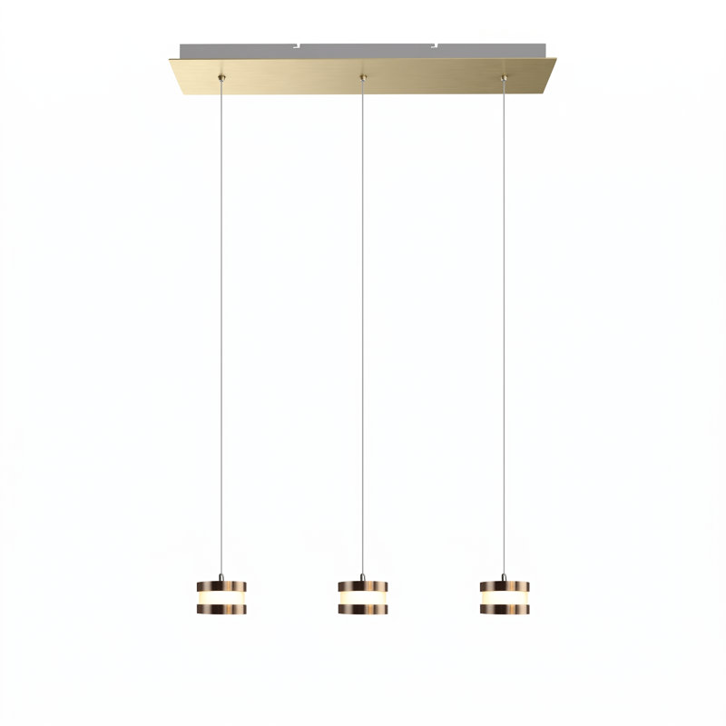Karter 3 - Light Cluster Pendant, 2" H x 20" W x 5" D, Brushed Brass