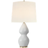 Thomas O'Brien Noppon 30" Table Lamp in Veiled White with Linen Shade