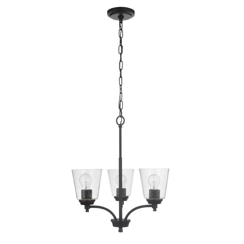 Lustre classique/traditionnel ombré 3 lumières Wynn, Blanc givré, Dos plat