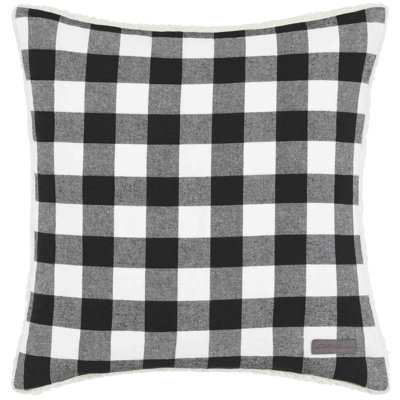 Eddie Bauer Cabin Plaid Flannel Square Throw Pillow In White,black,gray