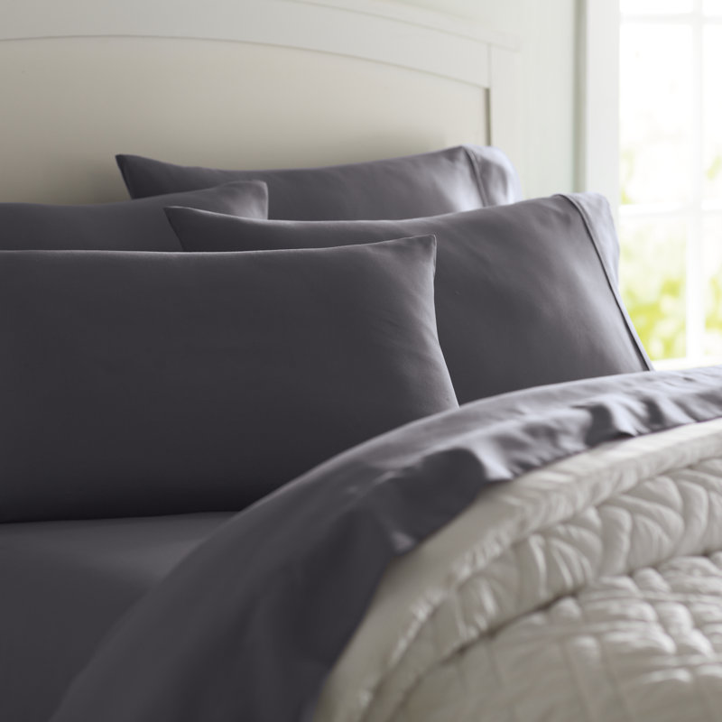 Wayfair Basics® 1800 Series Soft Microfiber Sheet Set, King Sheet Set with 4 Pillowcases, Gray