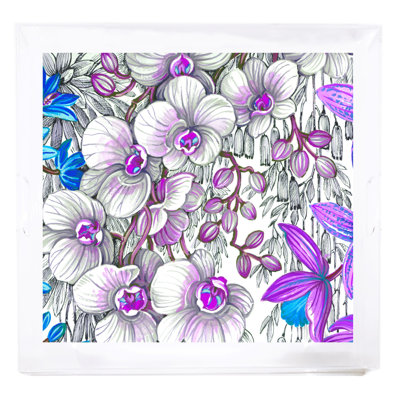 Orchid Phalaenopsis Acrylic Square Decorative Tray