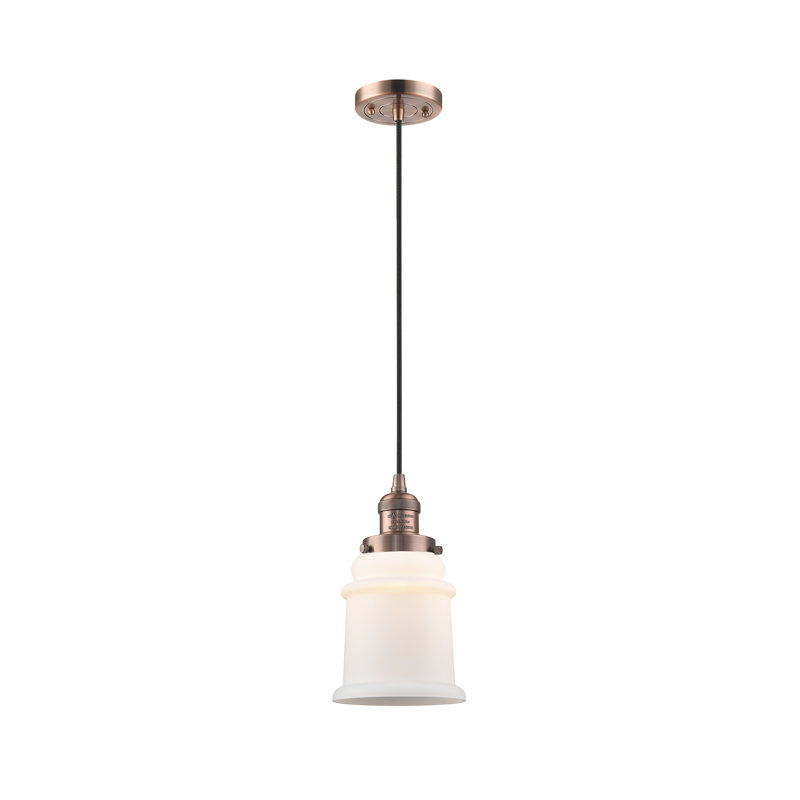 Luminaire suspendu en forme de cloche à 1 lumière Alexandira, Boîtier blanc mat, Cuivre antique, Ampoule non incluse
